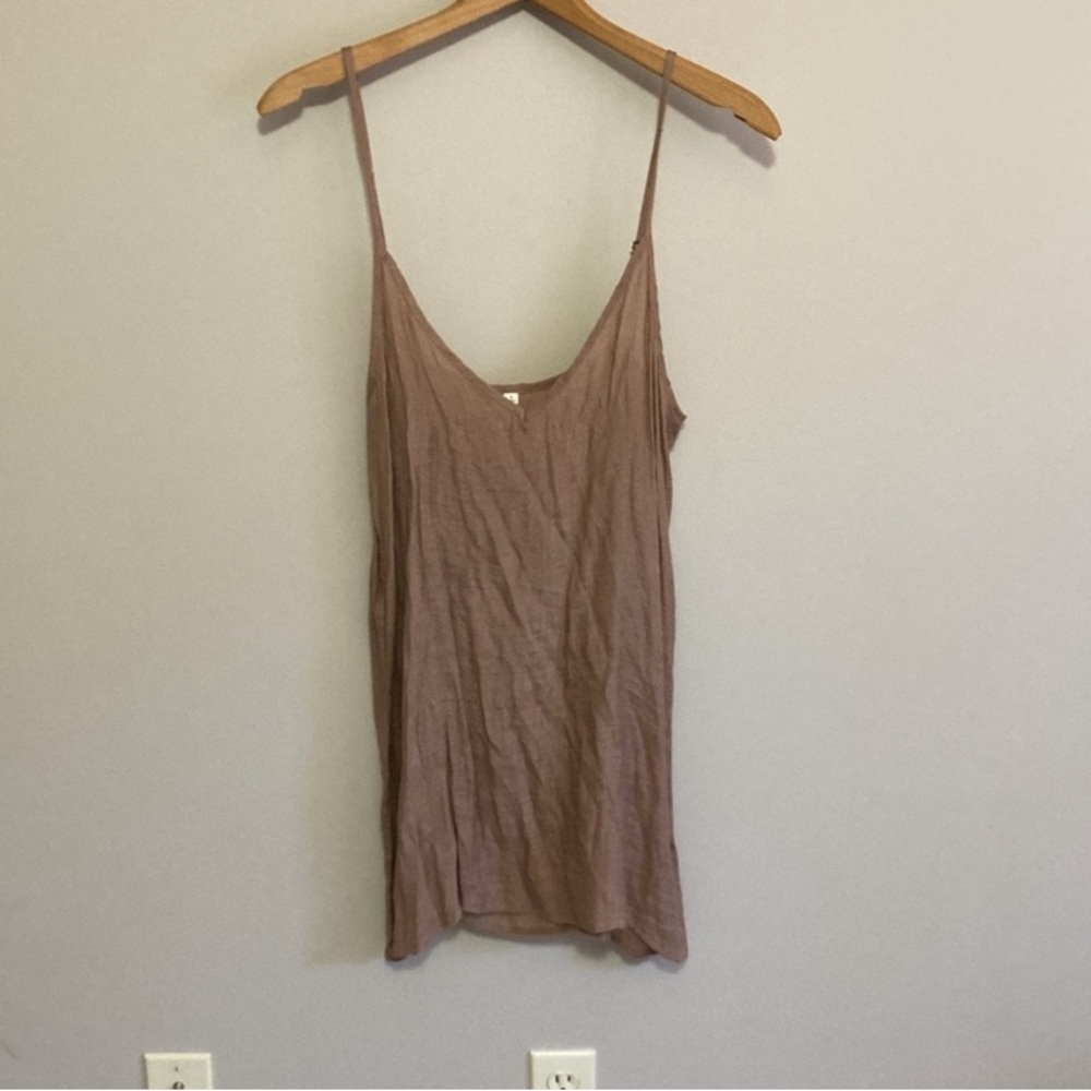 NWT FLAWLESS Ruffled Brown Mini Dress, Size Small, V-neck short sleeve - Picture 8 of 8